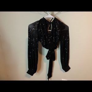 Black sparkly crop top